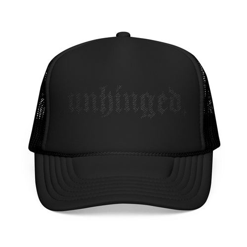 .unhinged. Embroidered Blackout Foam Trucker Hat